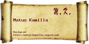 Matus Kamilla névjegykártya